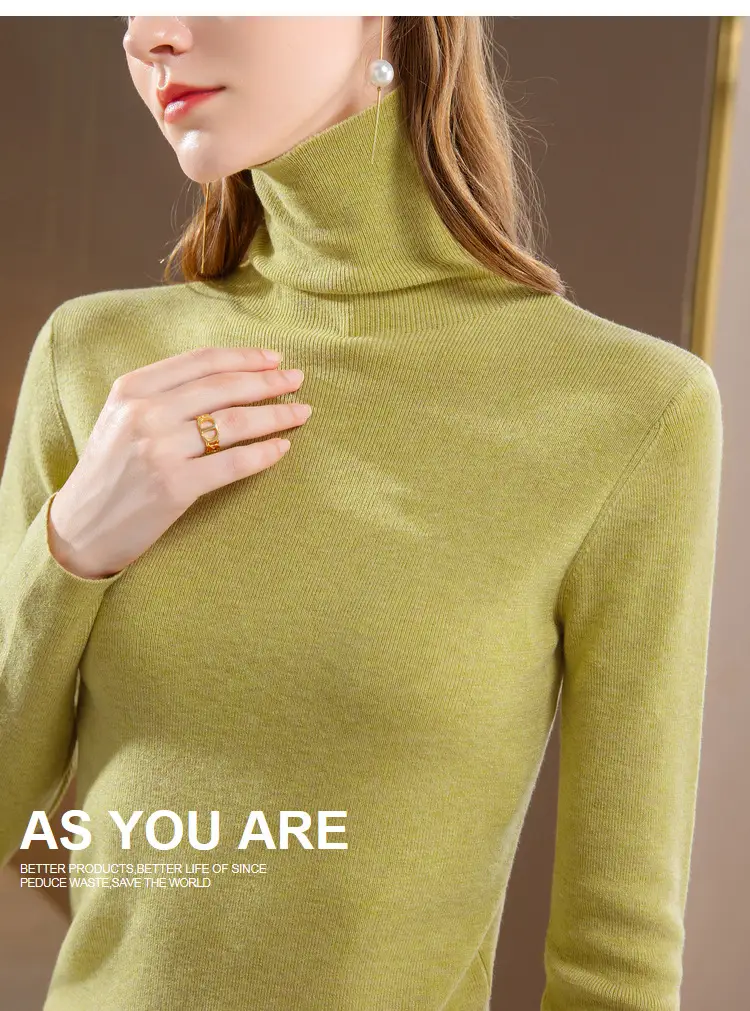 Women's Beige Knitted Turtleneck Sweater 2024 — feature 16