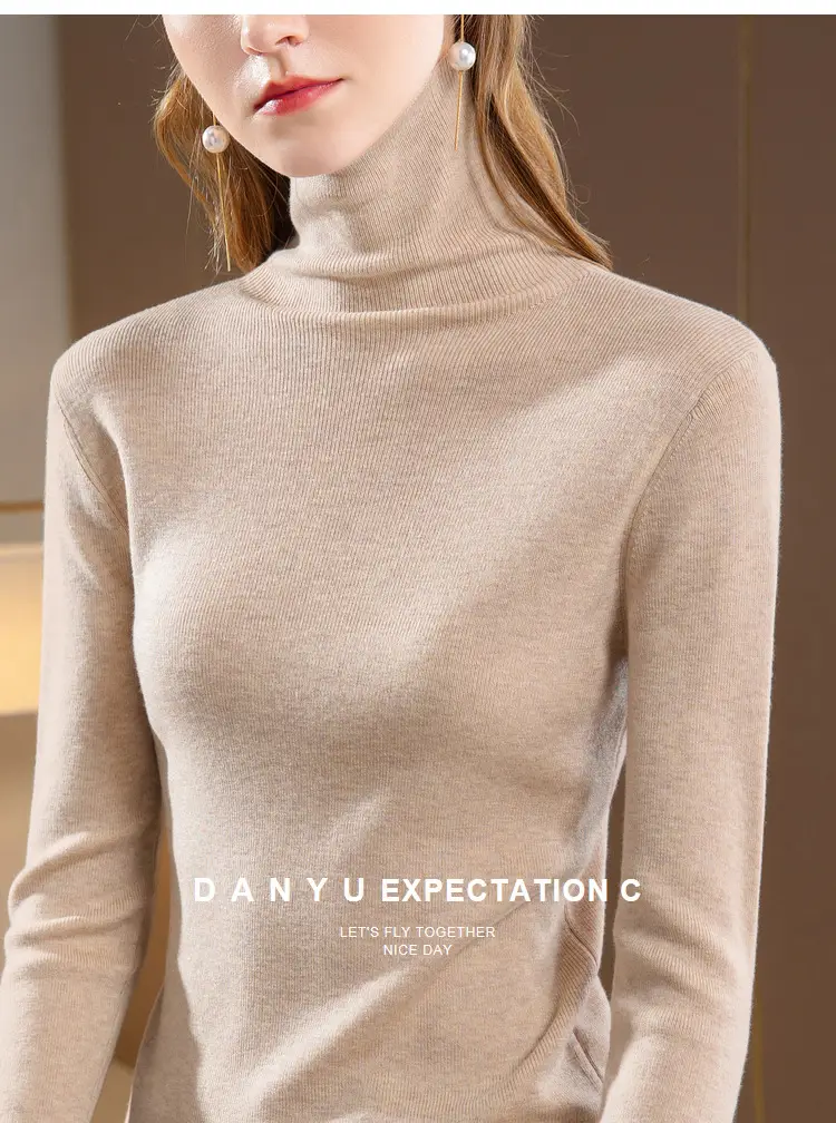 Women's Beige Knitted Turtleneck Sweater 2024 — feature 17