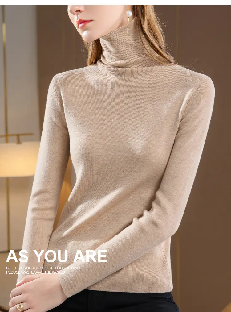 Women's Beige Knitted Turtleneck Sweater 2024 — feature 18