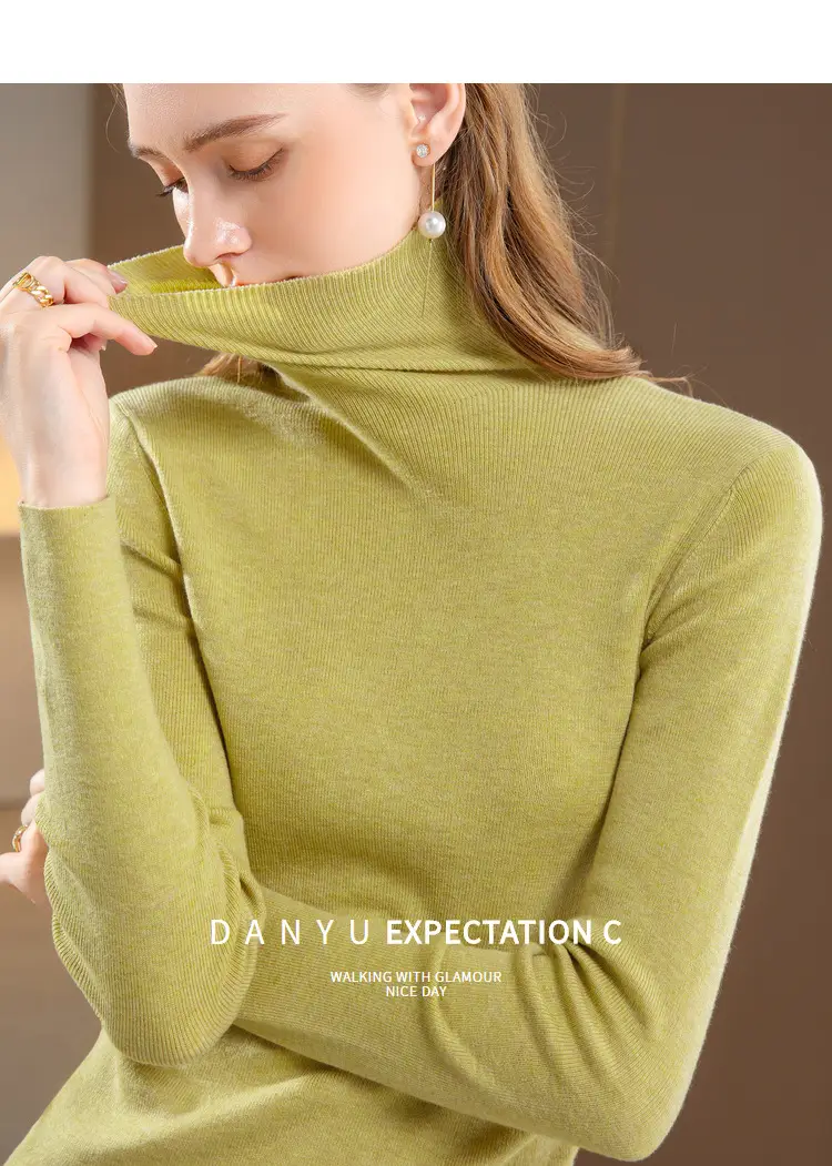 Women's Beige Knitted Turtleneck Sweater 2024 — feature 2