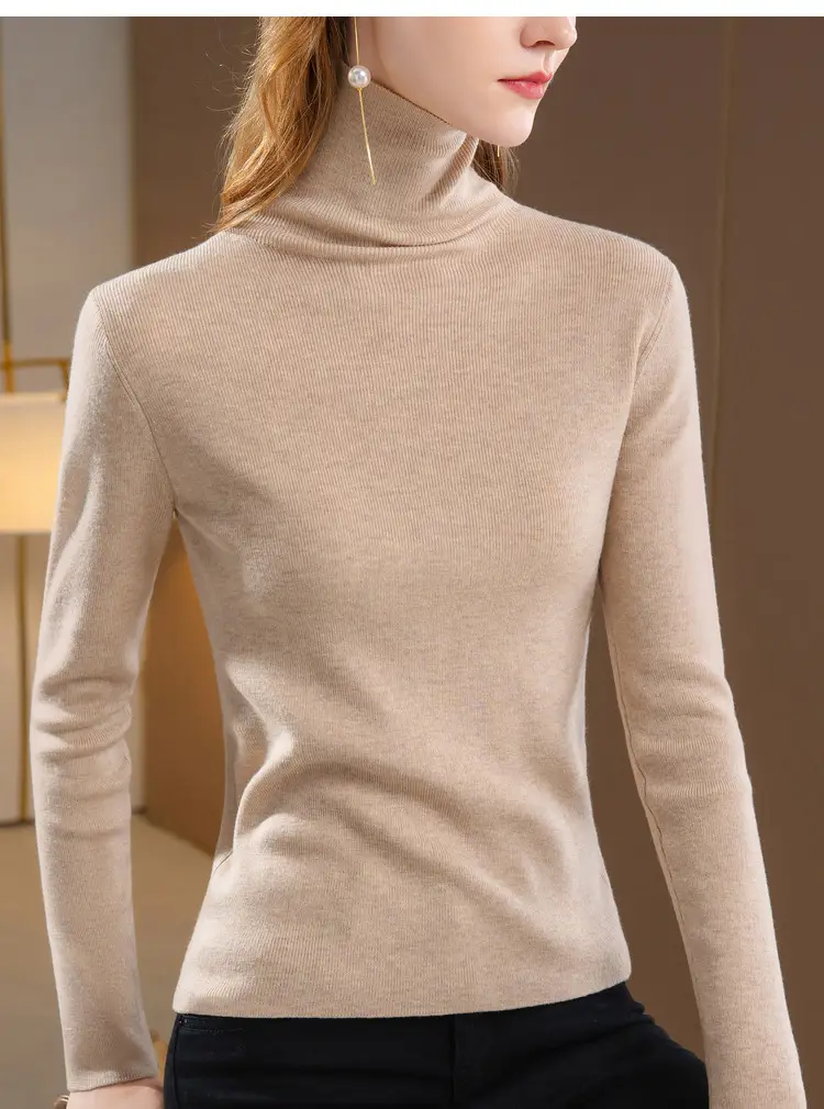 Women's Beige Knitted Turtleneck Sweater 2024 — feature 20
