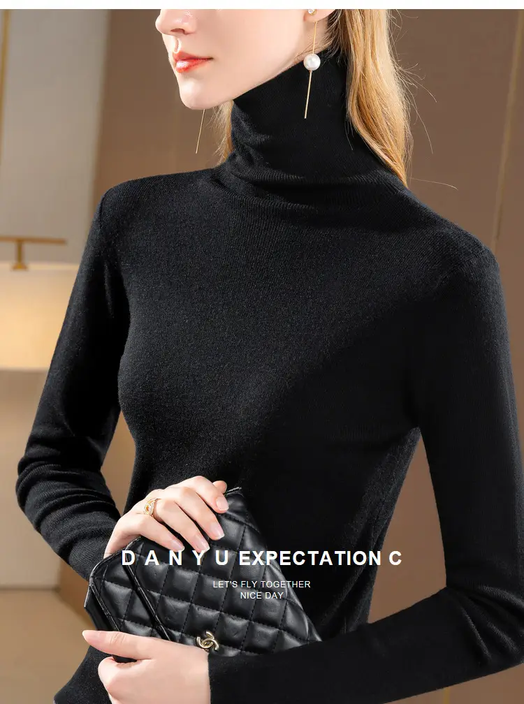 Women's Beige Knitted Turtleneck Sweater 2024 — feature 21
