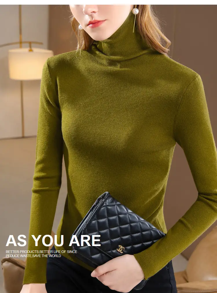 Women's Beige Knitted Turtleneck Sweater 2024 — feature 25