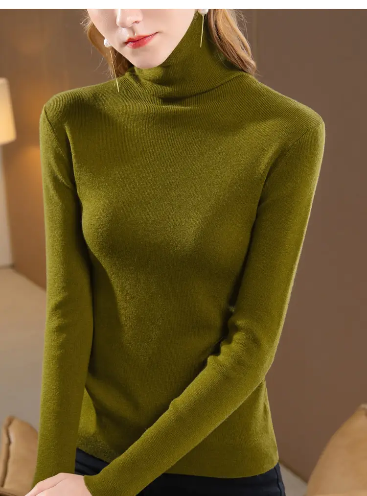 Women's Beige Knitted Turtleneck Sweater 2024 — feature 26