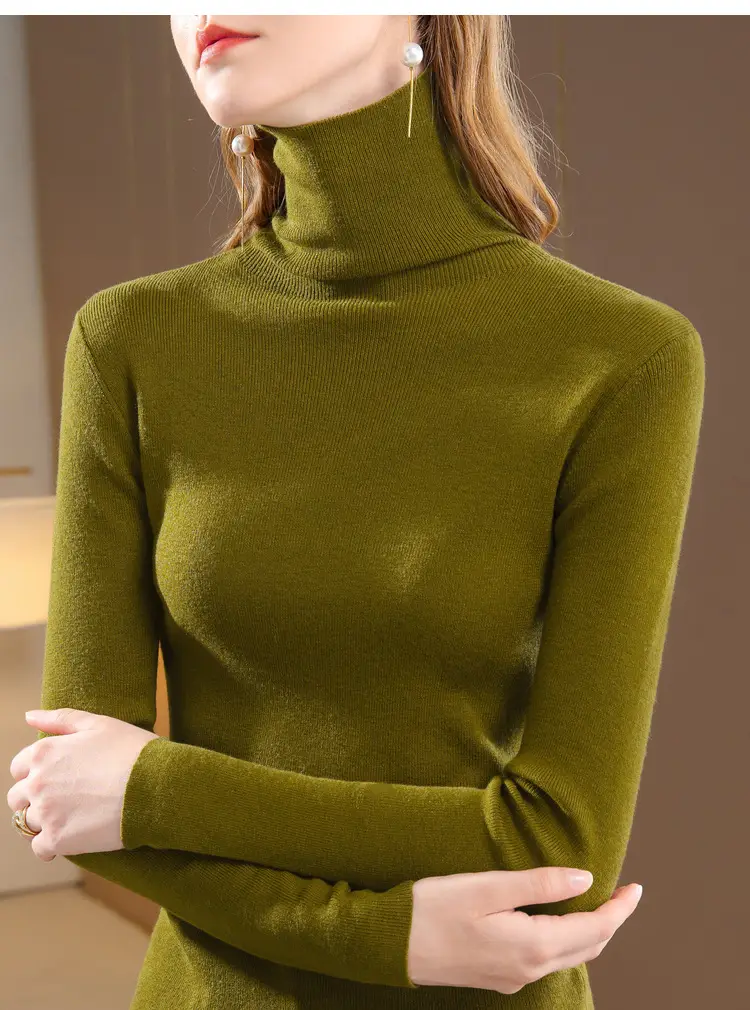 Women's Beige Knitted Turtleneck Sweater 2024 — feature 27