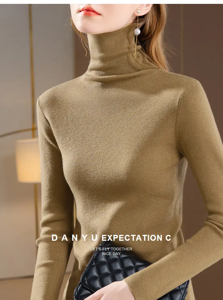 Women's Beige Knitted Turtleneck Sweater 2024 — feature 28