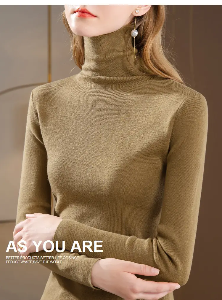 Women's Beige Knitted Turtleneck Sweater 2024 — feature 29