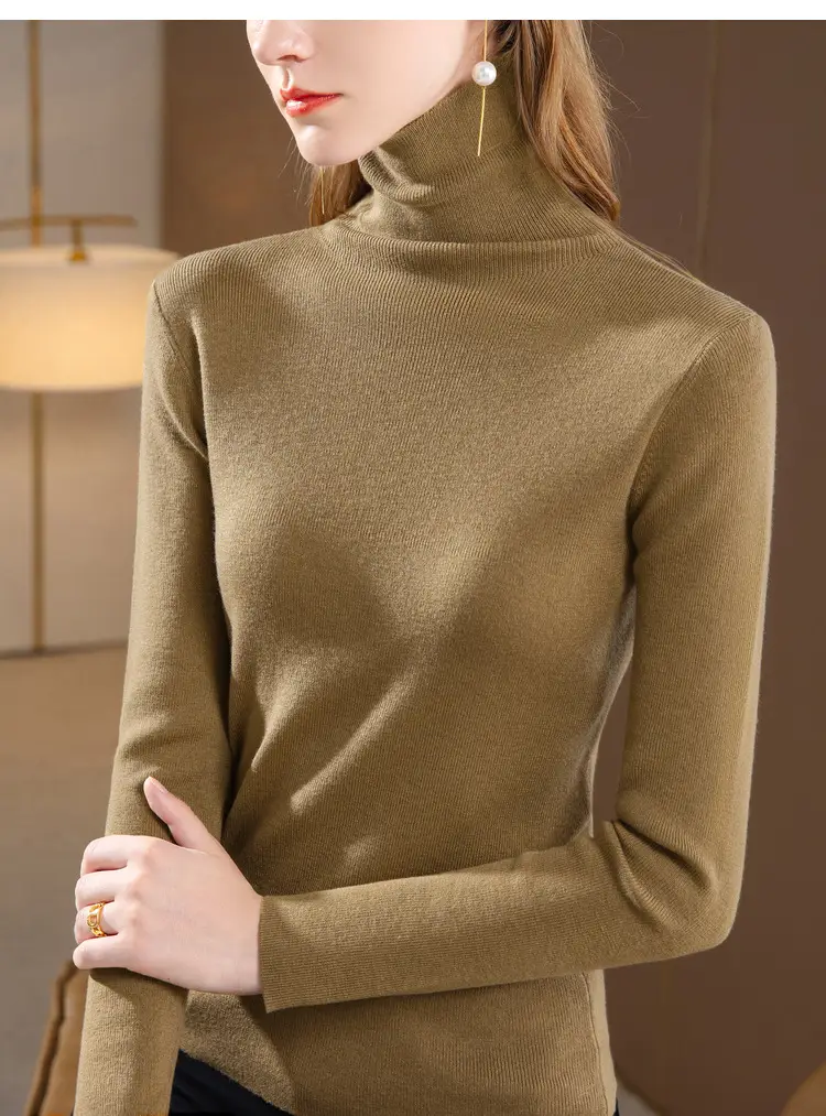 Women's Beige Knitted Turtleneck Sweater 2024 — feature 30
