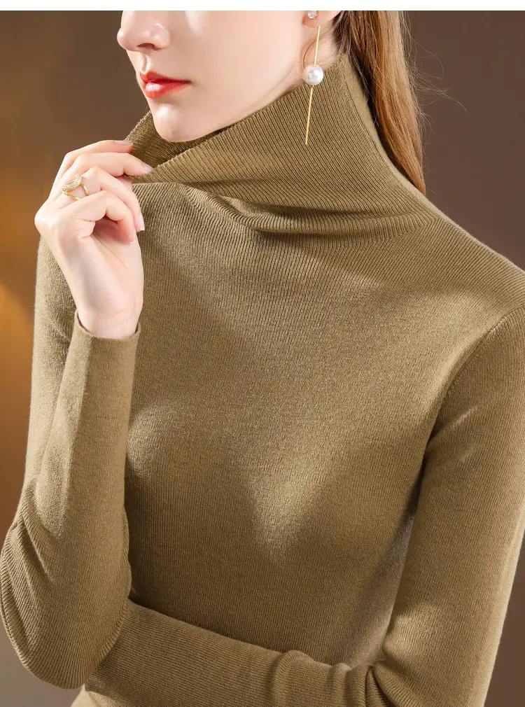 Women's Beige Knitted Turtleneck Sweater 2024 — feature 31