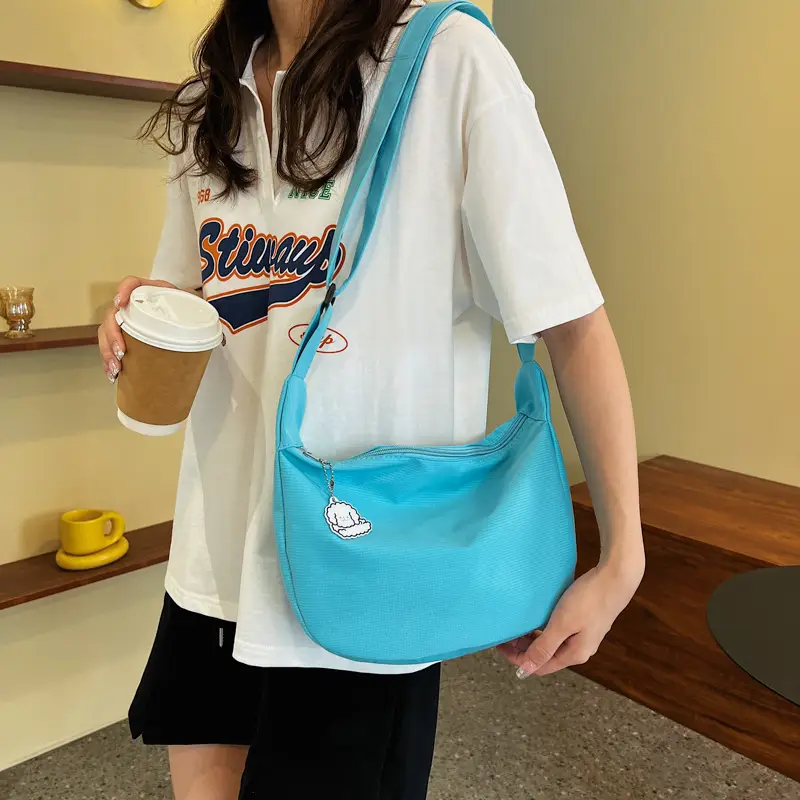 Golden Korean Ins Soft Shoulder Bag with Pearl Button - Image 10