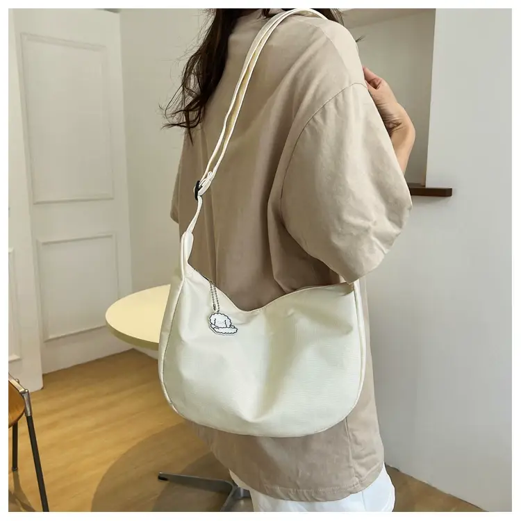 Golden Korean Ins Soft Shoulder Bag with Pearl Button — feature 21