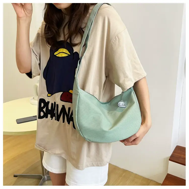 Golden Korean Ins Soft Shoulder Bag with Pearl Button — feature 23
