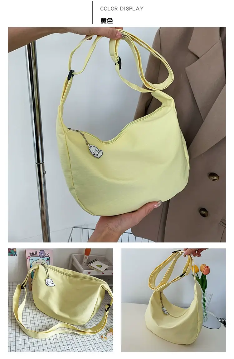 Golden Korean Ins Soft Shoulder Bag with Pearl Button — feature 29