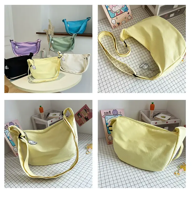 Golden Korean Ins Soft Shoulder Bag with Pearl Button — feature 7