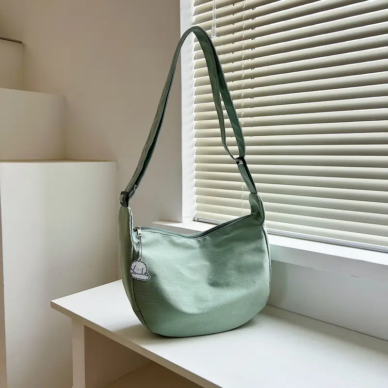 Golden Korean Ins Soft Shoulder Bag with Pearl Button - Image 4