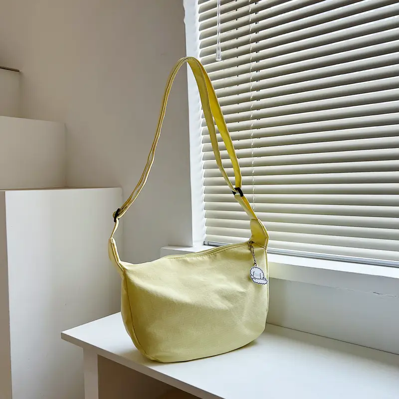 Golden Korean Ins Soft Shoulder Bag with Pearl Button - Image 5