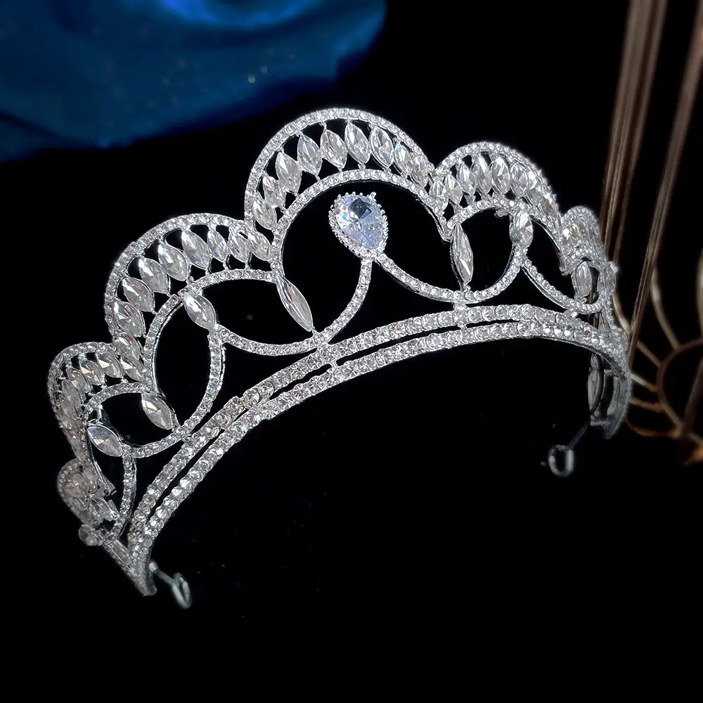 Silver Crystal Bridal Crown for Wedding & Photo Styling - Image 4