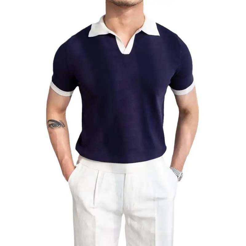 Men's Red Polo Shirt White Pants 2025 Summer - Image 8