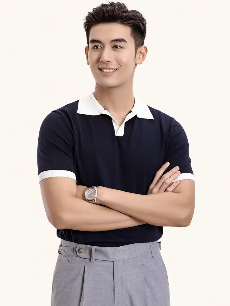 Men's Red Polo Shirt White Pants 2025 Summer — feature 1