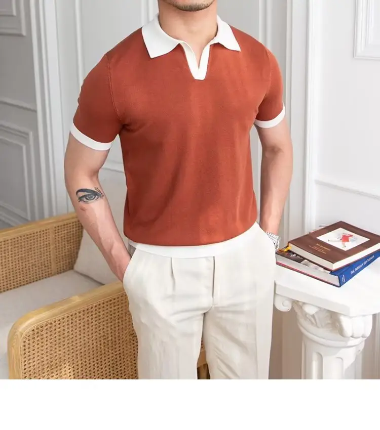 Men's Red Polo Shirt White Pants 2025 Summer — feature 10