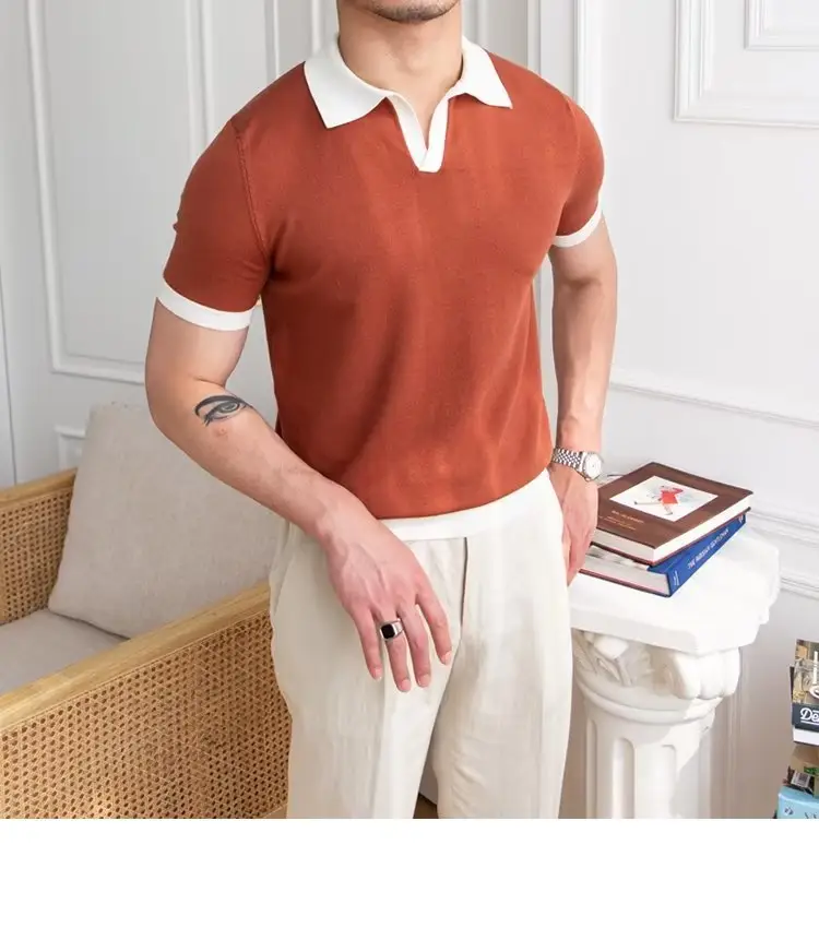 Men's Red Polo Shirt White Pants 2025 Summer — feature 11
