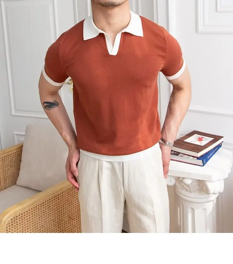 Men's Red Polo Shirt White Pants 2025 Summer — feature 13