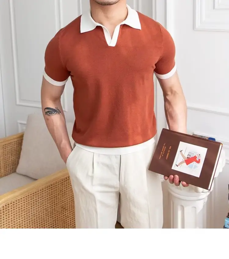 Men's Red Polo Shirt White Pants 2025 Summer — feature 15