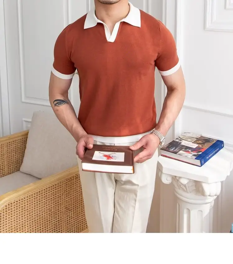 Men's Red Polo Shirt White Pants 2025 Summer — feature 16