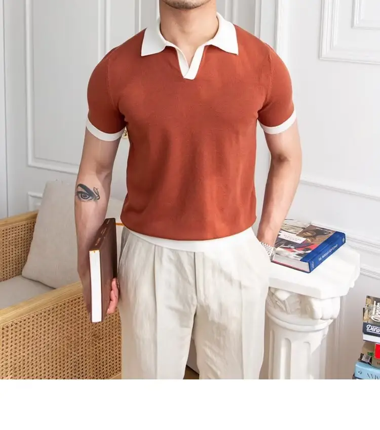 Men's Red Polo Shirt White Pants 2025 Summer — feature 18