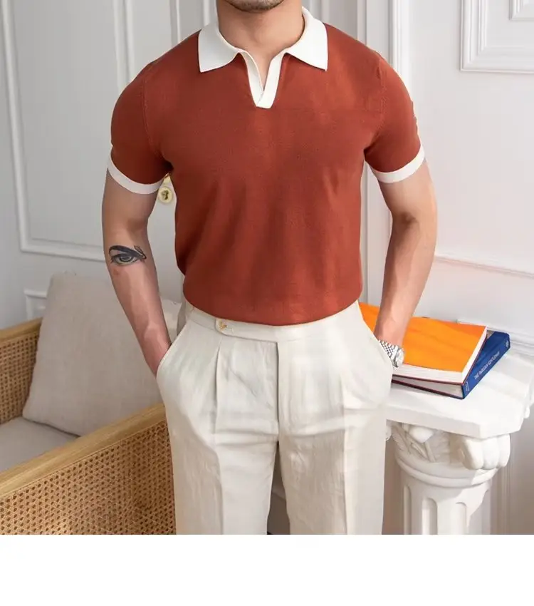 Men's Red Polo Shirt White Pants 2025 Summer — feature 20