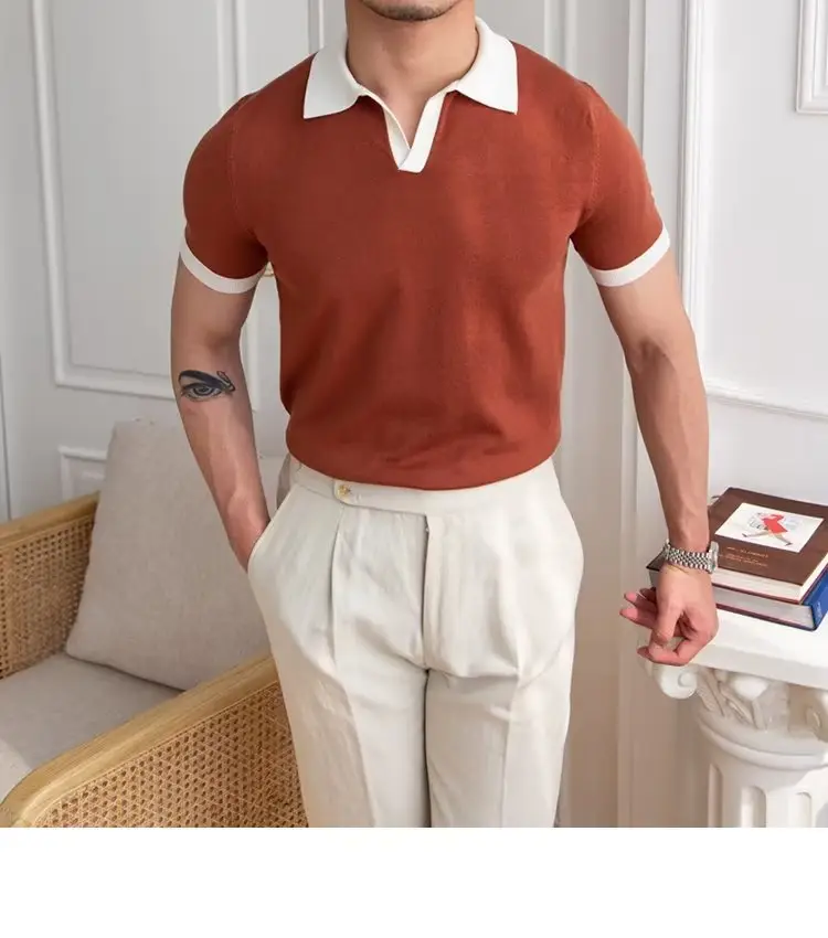Men's Red Polo Shirt White Pants 2025 Summer — feature 21