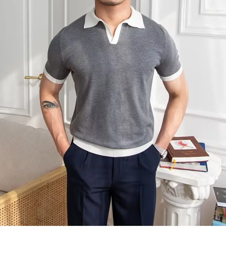 Men's Red Polo Shirt White Pants 2025 Summer — feature 24