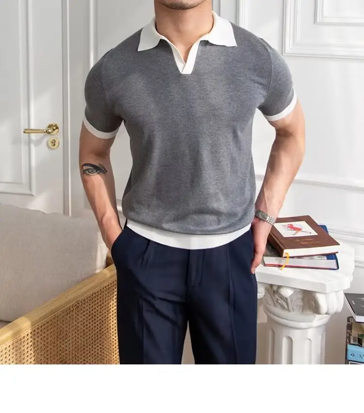 Men's Red Polo Shirt White Pants 2025 Summer — feature 29