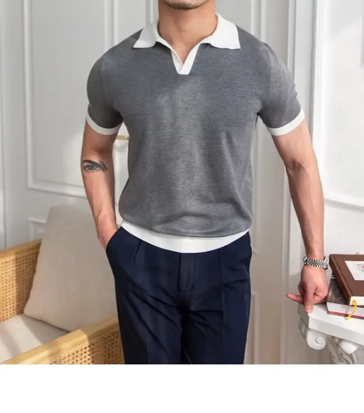 Men's Red Polo Shirt White Pants 2025 Summer — feature 31