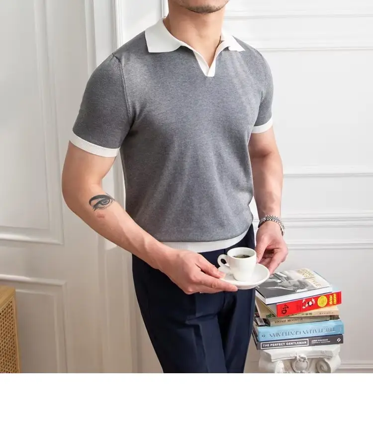 Men's Red Polo Shirt White Pants 2025 Summer — feature 33