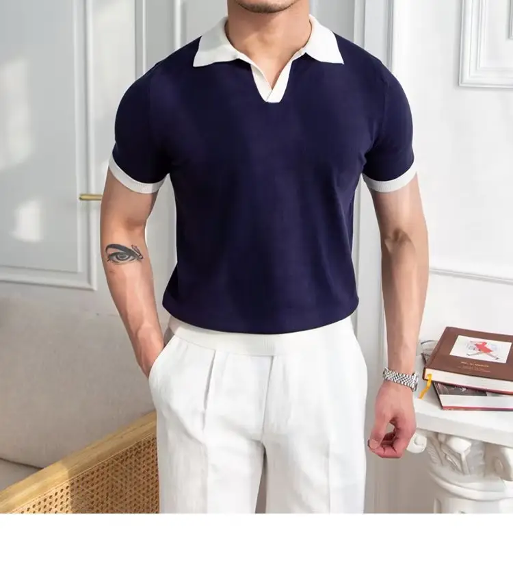 Men's Red Polo Shirt White Pants 2025 Summer — feature 40