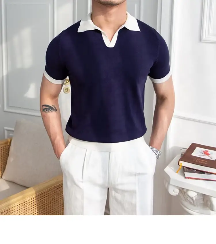 Men's Red Polo Shirt White Pants 2025 Summer — feature 42