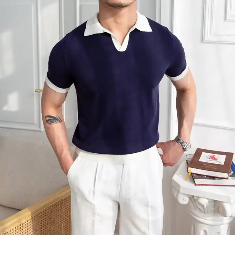 Men's Red Polo Shirt White Pants 2025 Summer — feature 44