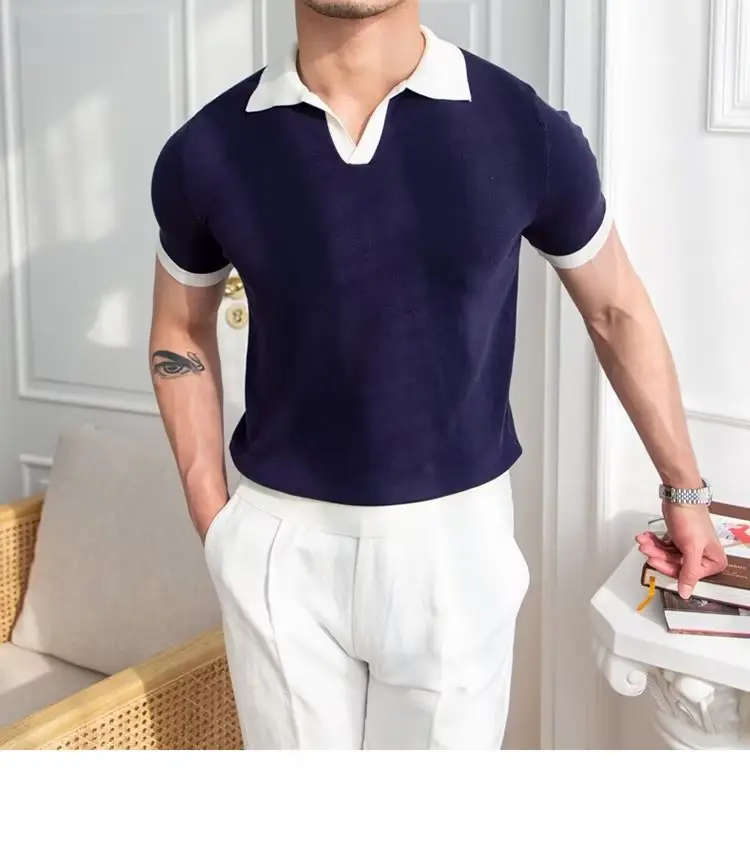 Men's Red Polo Shirt White Pants 2025 Summer — feature 45
