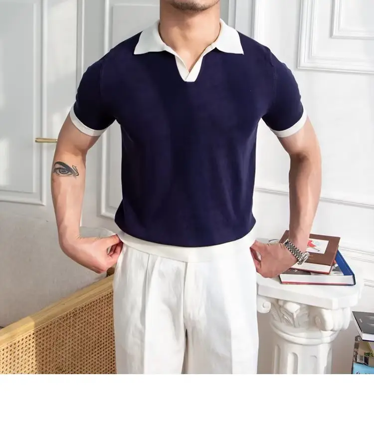 Men's Red Polo Shirt White Pants 2025 Summer — feature 46