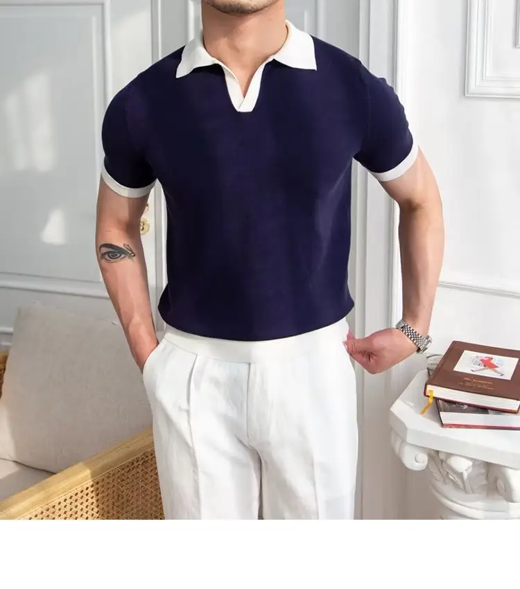 Men's Red Polo Shirt White Pants 2025 Summer — feature 47
