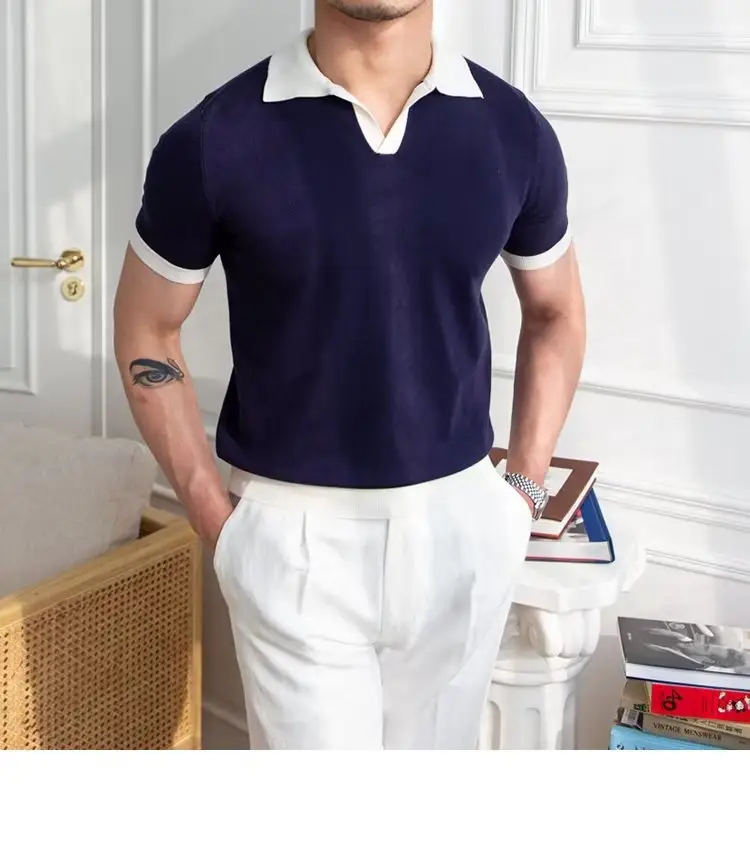 Men's Red Polo Shirt White Pants 2025 Summer — feature 48
