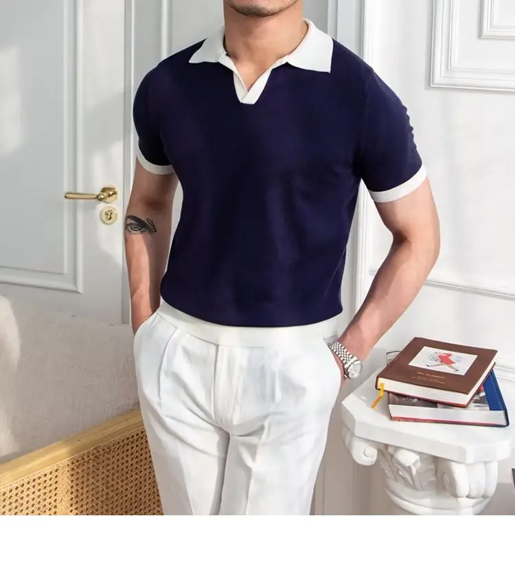 Men's Red Polo Shirt White Pants 2025 Summer — feature 49