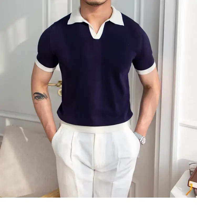 Men's Red Polo Shirt White Pants 2025 Summer — feature 51