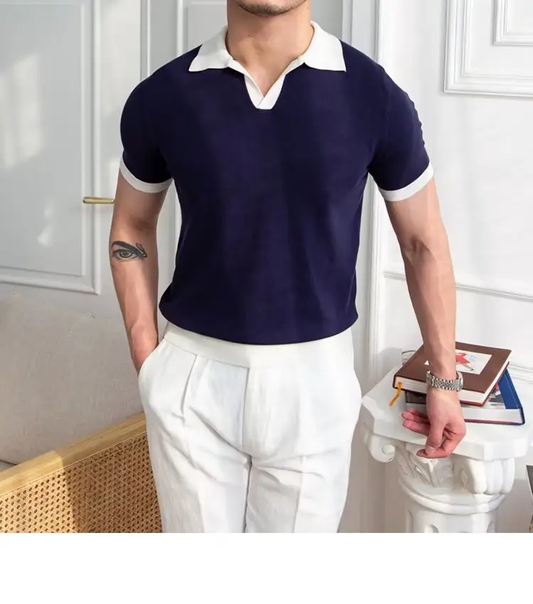 Men's Red Polo Shirt White Pants 2025 Summer — feature 52
