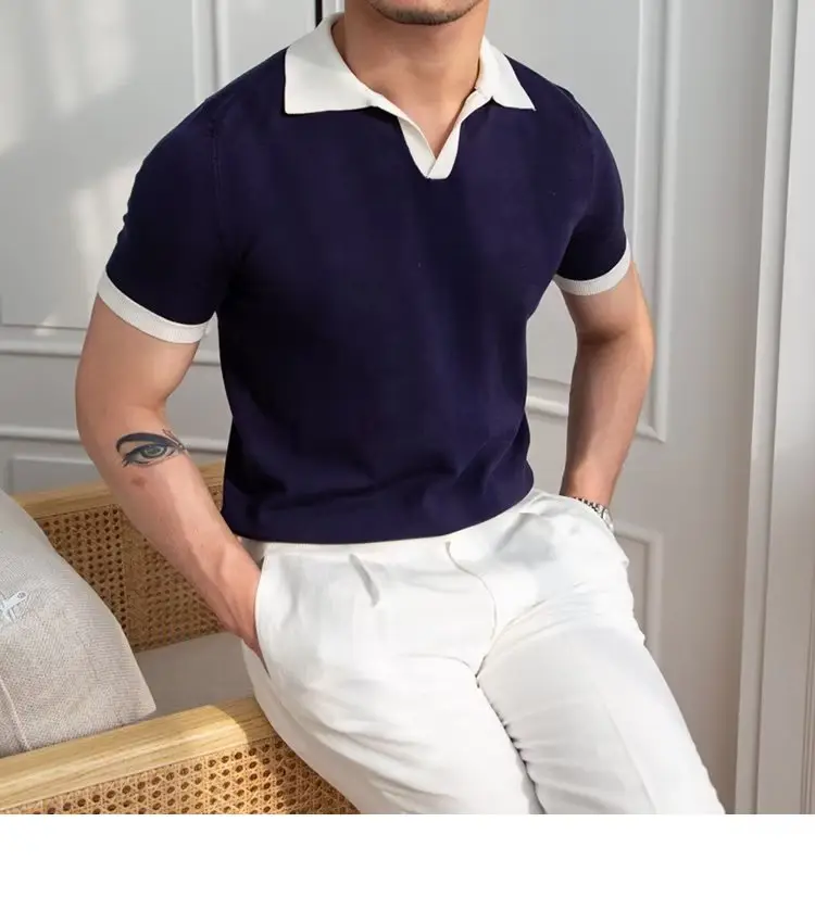 Men's Red Polo Shirt White Pants 2025 Summer — feature 53