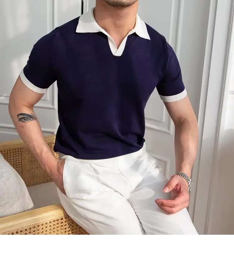 Men's Red Polo Shirt White Pants 2025 Summer — feature 54