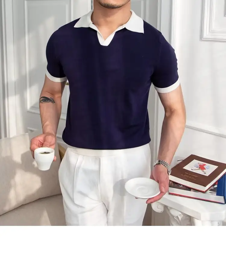 Men's Red Polo Shirt White Pants 2025 Summer — feature 55