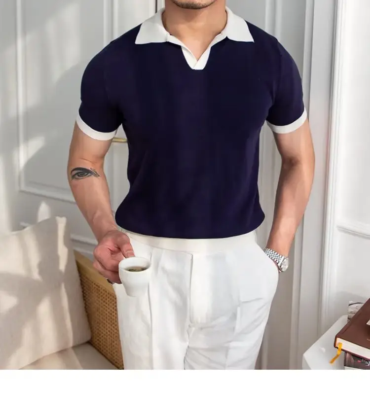 Men's Red Polo Shirt White Pants 2025 Summer — feature 57