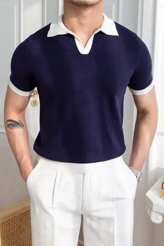 Men's Red Polo Shirt White Pants 2025 Summer — feature 58